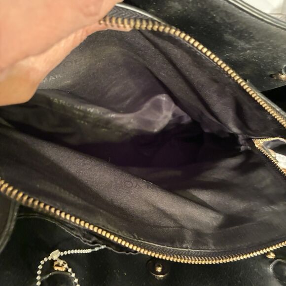 Marc New York (Andrew Marc) Black Handbag With Embroidered Red Roses Gold Hdware - Picture 9 of 10